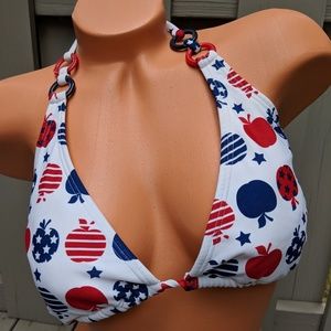 Joe Boxer Bikini Triangle Top Red White Blue XL